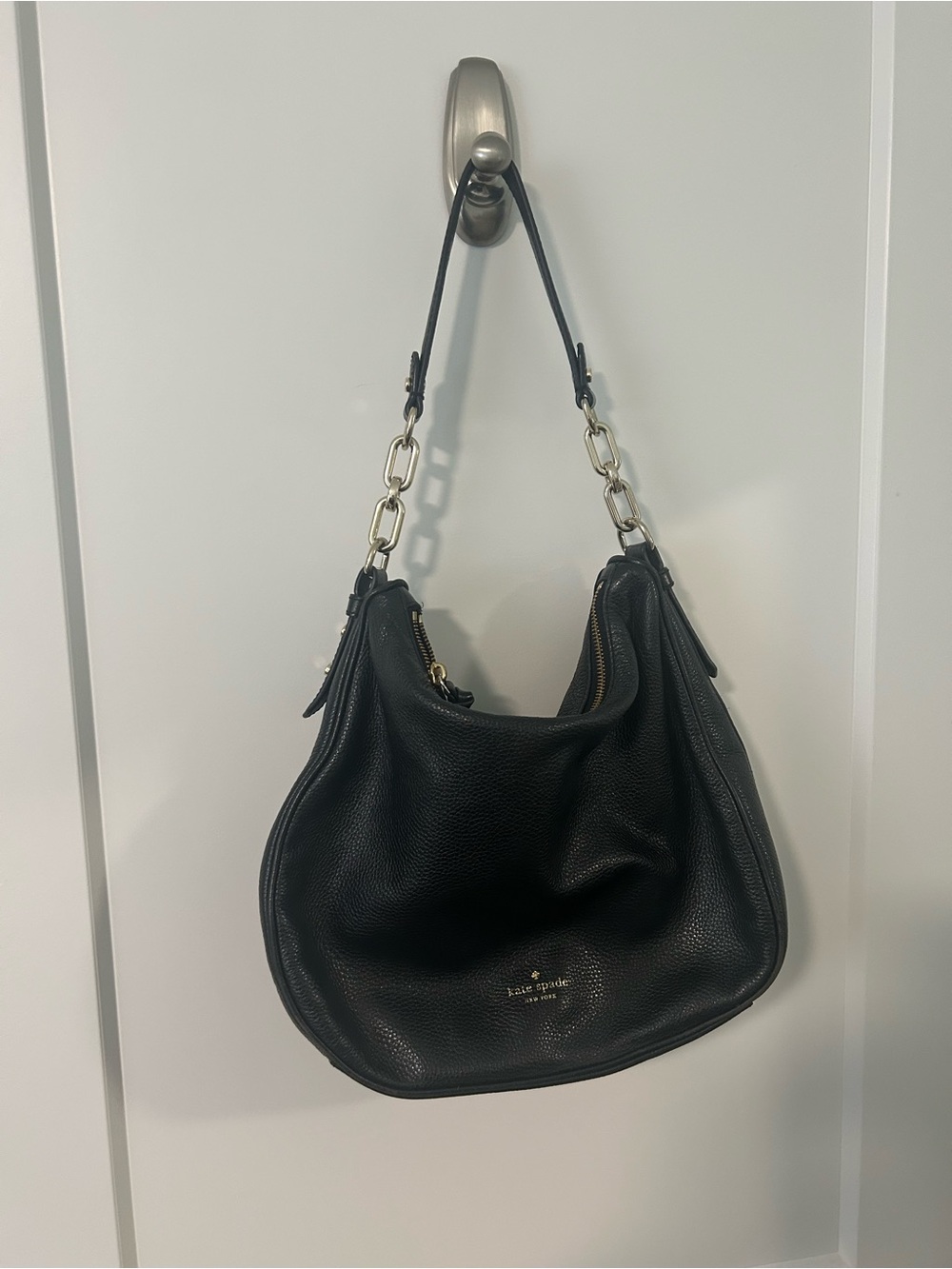 Kate Spade Pine Street Finley Black Pebbled Leather Hobo Bag